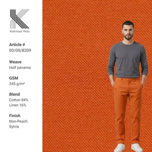 Tela de Lino y Algodón Tipo Panamá, 345 GSM, Color Naranja, Lona Resistente y Transpirable, Fabricación OEM/ODM, Venta al Por Mayor - Product Image 1