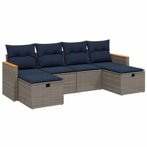 Ensemble de canapés de patio en polyrotin gris avec coussins, meubles d'extérieur durables, 6 pièces - Product Image 4