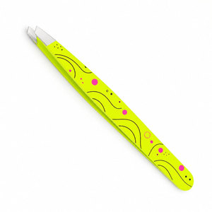 Pinzas para Cejas con Punta Puntiaguda, Color Verde Lima con Diseño de Puntos Rosas, Herramienta de Aseo Duradera de Plástico - Product Image 3