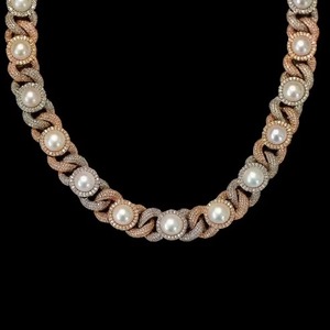 Collier en or rose plaqué S925 de qualité supérieure avec perle d'eau de mer et moissanite, accessoire de bijouterie élégant pour occasions spéciales, en vente - Product Image 6