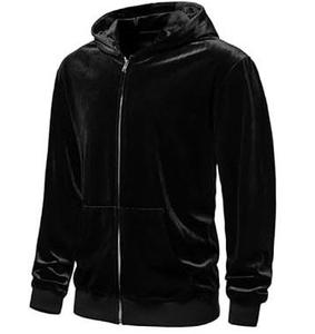 Jogging Hoodie Zipper Up Drop Shoulder Oversized <b>Sweatshirts</b> Zip Up <b>Velour</b> Velvet Black Hooded OEM Bulk Services Wholesale Buy - Product Image 5