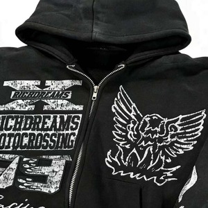 Sweat à capuche zippé en molleton avec impression numérique graphique personnalisée, motif uni, décontracté, respirant, coupe-vent, séchage rapide, hiver, coupe oversize - Product Image 5