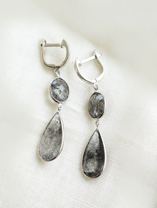 Pendientes de Cuarzo Rutilado Negro Vena de Medianoche Súper Ventas con Plata 925, Estilo Moderno - Product Image 3