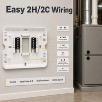 Thermostat programmable multi-étages 2 chaud 2 froid, alimentation par batterie ou 24V, filaire, 7 jours
