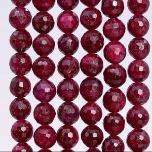 Perles de rubis rouges micro-facettées, rondes, en pierres précieuses, pour la création de bijoux, bracelets, colliers, fournitures de bricolage - Product Image 1