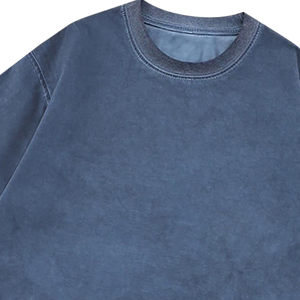 T-shirt Homme Oversize en Coton 100% Lavé à l'Acide, Col Rond, Manches Courtes, Logo Personnalisé sur le Devant, Style Streetwear Vintage, 220g - Product Image 3