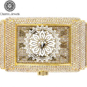 Reloj de Pulsera Rectangular Dorado de Lujo para Mujer Charm_Jewels con Esfera de Cristal, Movimiento de Cuarzo Analógico, Brazalete de Moda - Product Image 1