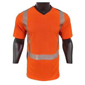 เสื้อยืดคอกลมแขนสั้นสีส้มสะท้อนแสงสำหรับชุดทำงาน - Product Image 1