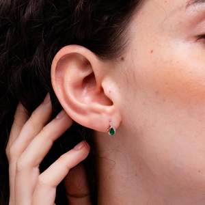 AAA <b>Emerald</b> Diamond <b>Earrings</b> 14k White Gold Pear Cut <b>Studs</b> <b>Earrings</b> Fine Jewelry Gift for Women Anniversary Wedding <b>Earrings</b> - Product Image 2