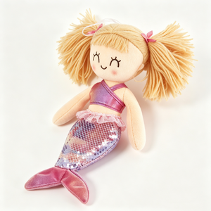 Muñeca <span class=keywords><strong>de</strong></span> peluche <span class=keywords><strong>sirena</strong></span> rubia personalizada con doble coleta <span class=keywords><strong>de</strong></span> hilo, muñeca <span class=keywords><strong>de</strong></span> trapo <span class=keywords><strong>sirena</strong></span> sonriente con ojos cerrados, cola <span class=keywords><strong>de</strong></span> <span class=keywords><strong>sirena</strong></span> con lentejuelas iridiscentes - Product Image 1