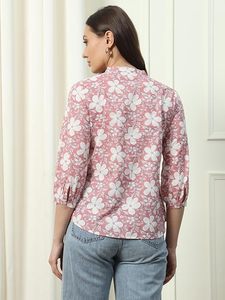 Blusa de Algodón con Estampado Floral para Mujer, Corte Regular, con Botones Decorativos - Product Image 2