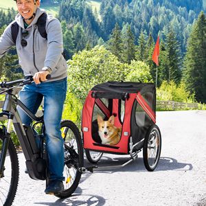Rimorchio per Bici per Cani Rosso e Nero con Ruote Grandi, Carrello per Animali Domestici per Avventure Fuoristrada, Materiale in Alluminio Resistente, Max 50kg per Gatti e Pecore - Product Image 2