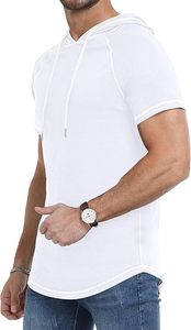 Men's Casual Hooded T-Shirts <b>Short</b> <b>Sleeve</b> Solid Color Pullover Tops Summer Fashion <b>Hoody</b> T-Shirts - Product Image 2
