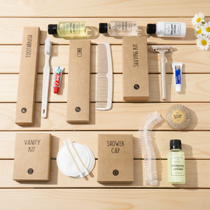 Kit d'articles de toilette pour hôtel conforme RoHS, logo personnalisé, kit dentaire écologique, ensemble d'articles de toilette pour hôtel, liquides, fournitures hôtelières de haute qualité - Product Image 1