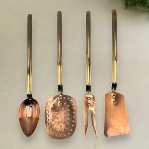 Handmade <b>Copper</b> Chef <b>Utensil</b> Set Cooking Spoon Skimmer Ladle Spatula Premium Kitchenware Gift Collection - Product Image 4
