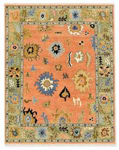 Alfombra Oushak 100% Lana de Nueva Zelanda Anudada a Mano – Alfombra Floral Tradicional de Lujo Hecha a Mano - Product Image 5