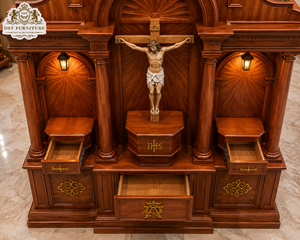 Altar de Madera Tradicional para Iglesia Católica Romana, Estilo Europeo Clásico, Diseños de Altares de Madera para Iglesia Cristiana - Product Image 4