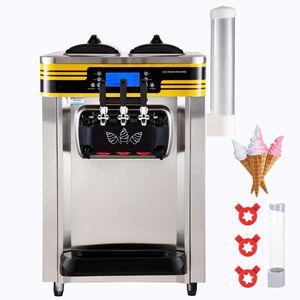 Commercial 22 30L/H Countertop Ice Cream <b>Maker</b> 2x6L Hopper 2L Cylinder LCD Panel <b>Yogurt</b> Raw 2350W Soft Serve Machine Puffing - Product Image 1