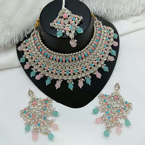 Conjunto de Collar Choker de Diseño 10575612BLP con Cuentas de Perlas y Piedras Austriacas Brillantes, Joyería Fina - Product Image 1