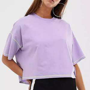 Stylish Summer Arrival Women Lightweight Plain Color Flocking <b>Cropped</b> T Shirt Women Crop <b>Tops</b> Fitted in Breathable Quality - Product Image 3