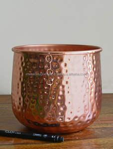 Set of 2 Metal Hammered <b>Copper</b> Planters/<b>Vases</b> Iron Flower <b>Vase</b> Bowl Gold Wedding for Home Garden Floor <b>Vase</b> Planter Flower <b>Vase</b> - Product Image 2