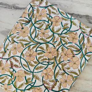 Tissu en coton imprimé au bloc élégant, écologique, réutilisable, à motifs floraux, impression personnalisée, fournisseur de tissus imprimés à la main en gros - Product Image 1