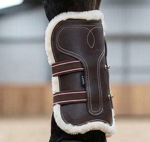 HM GLOBAL Equestrian Elite – Ensemble de protège-tendons et de protège-chevilles en cuir véritable pour chevaux, design personnalisable, protection des jambes, sangle élastique - Product Image 2