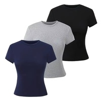 T-shirts en tricot à manches longues pour filles, col rond, décontractés, couleurs personnalisées, 100% coton, tissu extensible moyen, respectueux de l'environnement, dessin animé