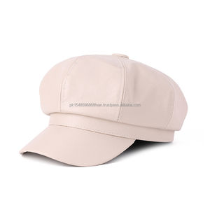 Chapeau d'hiver en cuir PU de haute qualité pour femmes chapeau rond réglable avec chaud à l'intérieur de la mode décontracté chapeaux en gros - Product Image 4