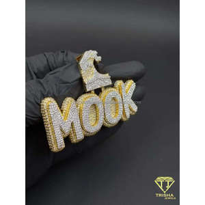 MOOK Moissanite Diamond <b>Name</b> Necklace Iced Out Custom Pendant Hip Hop <b>Chain</b> Luxury Jewelry Gift - Product Image 5
