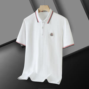 Camiseta de Verano para Hombre, Algodón Peinado, Cuello con Rayas, Manga Corta, Nueva, Casual, de Negocios, Precio Bajo - Product Image 2