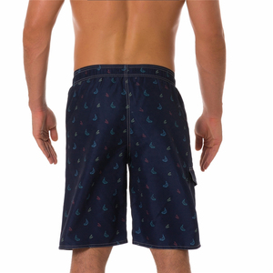 Short de bain décontracté pour homme, bleu marine, avec logo imprimé sur le devant, taille mi-haute élastique, respirant, séchage rapide, poches - Product Image 2