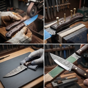 ใบมีดเหล็กดามัสกัสปลอมด้วยมือสำหรับขายส่ง อุปกรณ์ทำมีด DIY ใบมีดเปล่าสำหรับทำมีดล่าสัตว์แบบสั่งทำได้ ผู้ผลิตใบมีดเปล่าจำนวนมาก - Product Image 4