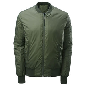 Men's Olive Green Bomber Jacket Casual Zipper Front Stand Collar Breathable Windproof Polyester Outerwear <b>Winter</b> <b>Wear</b> Regular - Product Image 4