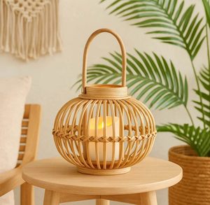 Lámpara de Ratán Tejida a Mano, Materiales Naturales Rústicos, Diseño Elegante, Lámpara Decorativa Ecológica para Decoración del Hogar, Arte Bohemio - Product Image 4