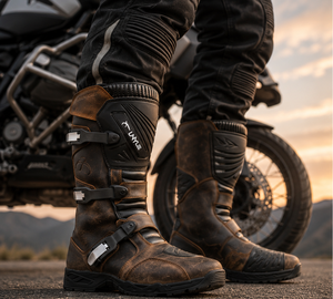 Custom Men's Mid-Calf Adventure Riding Boots | Genuine Leather TPU Upper | Waterproof Shock Resistant | CE Certified Motorcycle - Product Image 1