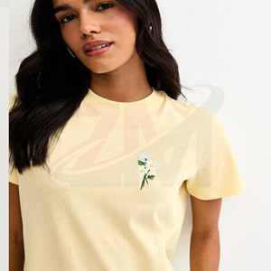 Camiseta Bordada para Mujer, Estilo Moderno e Informal para Uso Diario y Moda Casual, 100% Algodón, Primavera Verano - Product Image 4