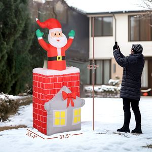 Babbo Natale Gonfiabile da 2,1 m per Feste Interne con Movimento Su e Giù e Luci LED - Product Image 3