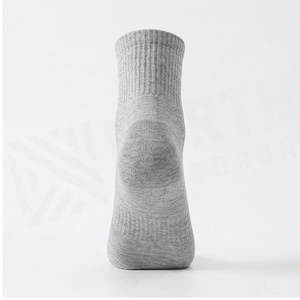 Ankle <b>Socks</b> Solid Gray Breathable Knitted Regular Style for Adults Casual Wear - Product Image 2