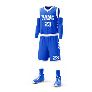 Ensemble d'uniformes de basketball personnalisés avec impression numérique, maillot de match et d'entraînement 100 % polyester, numéros d'équipe, maille respirante pour adultes - Product Image 1