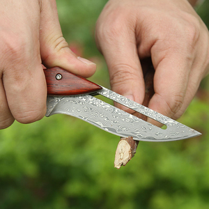 Navaja Plegable Utilitaria con Hoja de Acero de 20.8cm, Punta de Gota, Perilla de Pulgar, Mango de Madera, Diseño Artístico, Grosor de 0.5mm, Longitud Total de 6.7in - Product Image 2