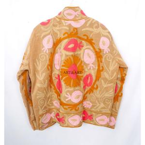 Vintage Floral Embroidery Button Cotrise <b>Jacket</b> Cotton Stripe Lining Handmade Autumn Winter Breathable Eco-Friendly Quick Dry - Product Image 6