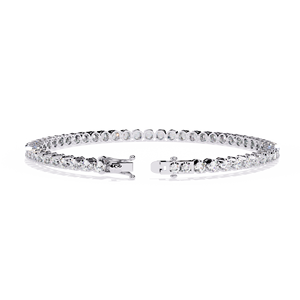 Pulsera de tenis de oro rosa con moissanita de corte brillante redondo, engaste de doble fila en canal, joyería clásica de boda para mujer - Product Image 5