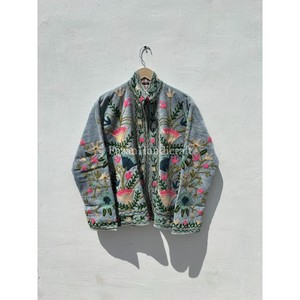 Chaqueta Suzani de Terciopelo Gris, Bordado Uzbeko, Chaqueta Corta Unisex con Forro Interior de Algodón, Chaqueta Boho Chic, Regalos para Mujer - Product Image 5