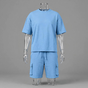 Manufacturer Plus Size Tracksuits for Men 2 Piece <b>Y2K</b> Streetwear Oversized Custom LOGO 100%cotton Sports t <b>Shirt</b> for Men's Sets - Product Image 2