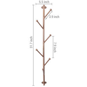 MyGift Best Seller Modern 6-Hook <b>Wall</b> <b>Coat</b> <b>Rack</b> Copper-Tone Tree Branch Entryway & Closet Organizer - Product Image 2