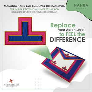 Custom Embroidered Rank Insignia Patch Masonic Regalia Badge Pink Blue <b>Sew</b>-On Beads Gold Border OEM ODM T Shape Solid Color - Product Image 2
