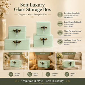 Elegant Decorative <b>Glass</b> Box Set with Modern Artistic Design Stylish Storage Solution for Bedroom Living Room and Office Decor - Product Image 2