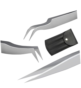 Ensemble de 3 pinces à épiler pour extensions de cils en acier inoxydable de précision, anti-magnétiques, durables, couleur personnalisée premium - Product Image 4