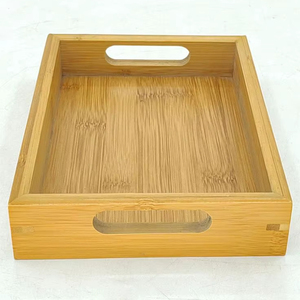 Bandeja de servir ligera de madera para el hogar, cocina, comedor, para servir comida y bebidas con bordes lisos. - Product Image 1